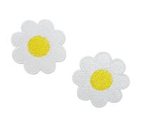 Two Daisies Patch Iron On | Flower Patch, Small Daisy Embroidery, White Applique, Sew-On - Finally Home
