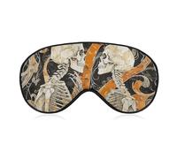 Two Dancing Skeletons Sleep Mask for Women Men, Breathable Soft Sleeping Mask Adjustable Eye Cover Light Blocking Eye Masks for Travel, Home, Office, Nap, Flights