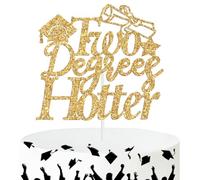Two Degree Hotter Cake Topper, Congrats Grad/So Proud of You, Master Degree Phd College Graduation Party Decoration Supplies, Gold Glitter