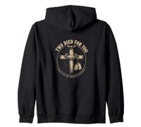Two Died For You Jesus And The American Veteran Dog Tags Zip Hoodie