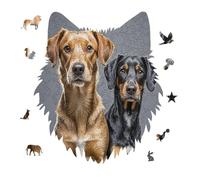 Two Different Dogs Jigsaw Puzzle 175PCS Wolf Head Design Puzzle Wooden Jigsaw Puzzles for Adults Families