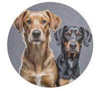 Two Different Dogs Personalized Jigsaw Puzzles, 195Pcs Custom Wooden Jigsaw Puzzle Round Puzzle Gift Adult