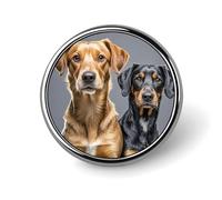 Two Different Dogs Round Lapel Pins Backpack Pin Cute Brooch Decoration Brooches for Women Men Fashion Button Badges for Hat Backpacks Purses Jackets Shirt Suit