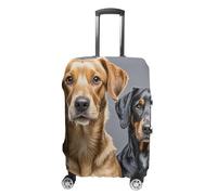Two Different Dogs Suitcase Covers Luggage Protector - Travel Elastic Baggage Case Protective, Washable Anti-scratch Large Suit Case Cover for Suitcases Fits 19-32 Inch Luggages, white, XL, Flower and
