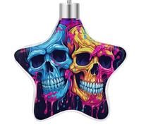 Two Different Skulls 3D Christmas Hanging Ornaments Star Pendant Xmas Ornament Farmhouse Christmas Tree Decoration for Fireplace Window Crafts Holiday Party Supply Home Decor
