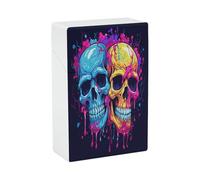 Two Different Skulls Cigarette Case Stylish Lightweight Pocket Holder Case for Smoke Waterproof Cigarette Dispenser Cigarettes Accessories for Outdoor Camping Hiking