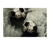 Two Dirty Grunge Footballs Placemats Set of 1 for Dining Table Washable Non Slip Placemat for Christmas Holiday Birthday Party Table