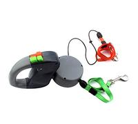 Two Dog Lead -3m 50Lbs Automatic Per Retractable Dual Pet Leash Rope Zero Tangle Walk Per For Two Dog -Tangle Free Swivel - Unique 2-in-1 Design (Black)
