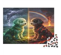 Two Dogs Facing Jigsaw Puzzle for Adults 1000 Piece Jigsaw Puzzle Paper Storm and Fire Scenery Puzzle Game for Family Home Decor Stress Relief Focus 70x50cm/1000pcs