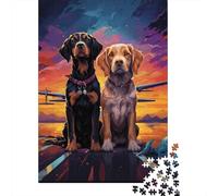 Two Dogs Jigsaw Puzzle for Adults 1000 Piece Jigsaw Puzzle Sunset Scenery 38x26cm/1000pcs