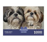 Two Dogs Portrait Impossible Hard Challenging 1000 Pc Jigsaw Puzzle - Shaggy Dog Couple Portrait Recycled Paper for Home Wall Decor52x38cm/1000pcs