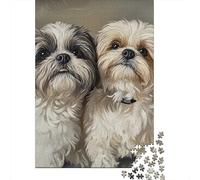 Two Dogs Portrait1000pc Recycled Cardboard Shih Tzu Twins Jigsaw Puzzle Bundle Adult Beginners Ultra Difficult Puzzle Stress Relief Wall Decoration 70x50cm/1000pcs