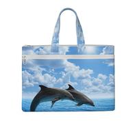 Two Dolphins,Canvas Document Bag Zipper File Tote Bag Handbag Briefcase for School Office