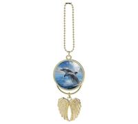 Two Dolphins Car Pendant, Rear View Mirror Hanging Ornament, Auto Decor for Rearview Mirror, Keychain Golden-Style