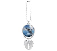 Two Dolphins Car Pendant, Rear View Mirror Hanging Ornament, Auto Decor for Rearview Mirror, Keychain Silver-Style