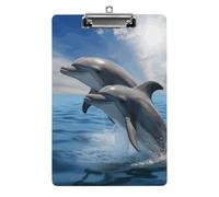 Two Dolphins Clipboard Retractable Hanging Tab Clip Board Plastic Clipboard Nursing Clipboards Nurse, Doctor, Cute Design for Standard Size 12.5 X 8.5Inch