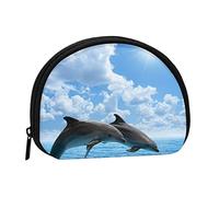 Two Dolphins Coin Purse Shell Mini Pouch Wallet Change Bag for Women Girls Kids