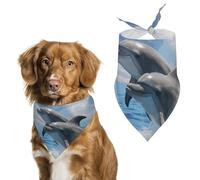 Two Dolphins Dog Bandana Triangle Dog Scarf Washable Polyester Dog Bibs Cute Pet Bandana for Medium Large Dogs Puppy and Cats