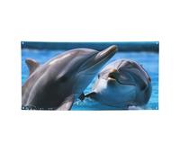 Two dolphins in the water Banner Party Decor Backdrop Flag Birthday Party Photography Background Decoration Banners and Signs Wall Decor Banner Partysupplies Favors 71 x 47 Inch Medium