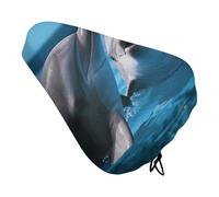 Two Dolphins in The Water Bike Seat Cover for Men Women Water Repellent Exercise Bike Seat Cushion Adjustable Bicycle Seat for Outdoor Biking