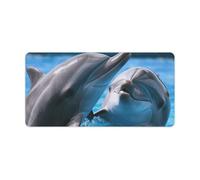 Two Dolphins in The Water Keyboard Mat Large Gaming Mouse Pad, Anti-Slip Desk Mat for Desktop Desk Work/Home Writing Mat 11.8 * 23.6 Inches