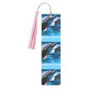 Two Dolphins in The Water Metal Bookmarks with Tassel,Cool Book Markers for Reading Women, Men,Aluminum Hanging Ornament Fancy Handmade Craft Reading Accessories Gift for Book Lovers M