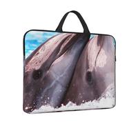 Two Dolphins In The Water Print Protective 14 Inch Laptop Case,Laptop Sleeve With Handle Compatible,Carrying Computer Bag