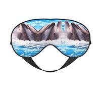 Two Dolphins in The Water Print Satin Sleep Mask & Eye Mask | Deep Dream Sleep Masks for Women & Men | Soft Sleeping Eye Mask to Nourish Skin