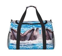 Two Dolphins in The Water Print Womens Sports Bags Travel Bag - Gym Tote Bag with Compartment,Duffel Bags for Men,Ladies Holdall,Carry On Weekend Travel Handbags for Women
