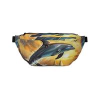 Two Dolphins Jumping Out of The Water Bumbag Waist Fanny Pack Crossbody Bags with Adjustable Belt for Men Women