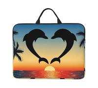 Two Dolphins Jumping Shaped Heart, 14 Inch Laptop Sleeve, Notebook Bag Laptop Case Sleeve Briefcase with Handle