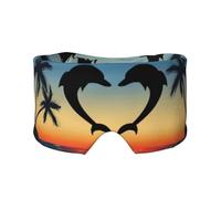 Two Dolphins Jumping Shaped Heart, Full Eye Covers Light Blocking Eye Mask Sleep Eye and Ear Muffs
