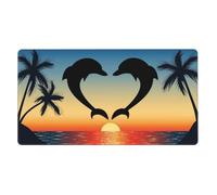 Two Dolphins Jumping Shaped Heart,Mouse Pad Large Desk Pad Computer Keyboard Mouse Mat with Non Slip Rubber Base 40 x 70 cm