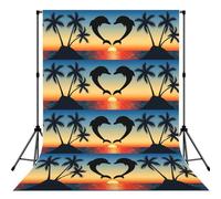 Two Dolphins Jumping Shaped Heart, Photography Backdrop Photo Props 5x7FT Photo Background for Party Home Decoration