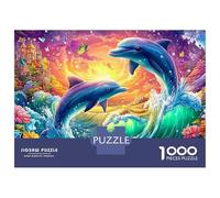 Two Dolphins Leap by A Fairy Castle 1000-Piece Jigsaw Puzzle Playful Dolphin Brain Training for Adults & Kids 70x50cm/1000pcs