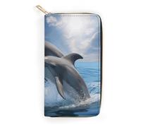 Two Dolphins Leather Wallet, Bifold Stylish Wallets, Credit Card Holder for Passport Covers, Purse Passport Bag for Men Women