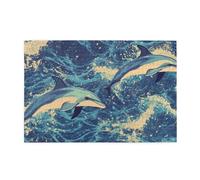 Two Dolphins On The Sea Surface 1000 Piece Jigsaw Puzzles For Adults Wooden Puzzles For Adults Gifts Home Decor