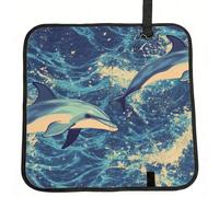 Two Dolphins On The Sea Surface Sitting Pad Foldable Seat Cushion Waterproof Lightweight Camping Seat Mat With Hook For Hiking Stadium Airplane, Sitting Pad