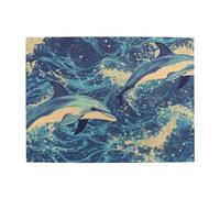 Two Dolphins On The Sea Surface Wooden Puzzle 500 Piece Jigsaw Puzzle for Adults Challenging Puzzle for Game Size 15"x20.4"