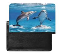 Two Dolphins Passport Holder with Card Slots Portable Passport Cover Compact Waterproof Passports Protector