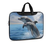 Two Dolphins Printed Leather Shoulder Messenger Bag Briefcase for Men Women Travel Business Office Hangbag Laptop Pack Crossbody