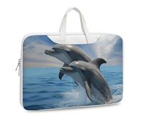 Two Dolphins Printed Leather Shoulder Messenger Bag Briefcase for Men Women Travel Business Office Hangbag Laptop Pack Crossbody