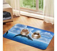 Two Dolphins Printed Pet Bowl Mats, Non-Slip And Tasteless Dog And Cat Feeding Mats