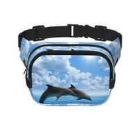 Two Dolphins Square Double-Layer Waist Bag Chest Bag Crossbody Bag Running Travel Hiking Waist Bag