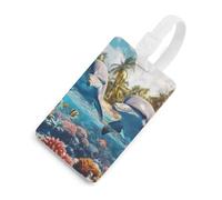 Two Dolphins Underwater Scene Luggage Tags for Suitcases Handbag Tag Labels Travel Accessories Privacy Cover ID Label