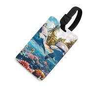 Two Dolphins Underwater Scene Luggage Tags for Suitcases Handbag Tag Labels Travel Accessories Privacy Cover ID Label