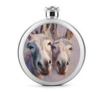 Two Donkies Stainless Steel Hip Flask for Liquor, Round Pocket Portable Wine Flask for Drink 5 Oz