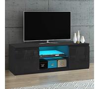 Two Door Side Table 120cm TV Cabinets LED Lighted TV Stand Sideboard (Black)