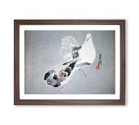 Two Doves By Ogata Gekko Asian Japanese Framed Print | A3 Walnut Framed Wall Art | Ready to Hang | Asian Animal Picture | Living Room Bedroom Lounge Office