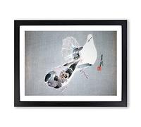 Two Doves By Ogata Gekko Asian Japanese Framed Print | A4 Black Framed Wall Art | Ready to Hang | Asian Animal Picture | Living Room Bedroom Lounge Office